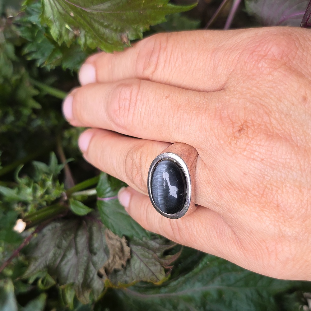 Silver Ring with Black Stone